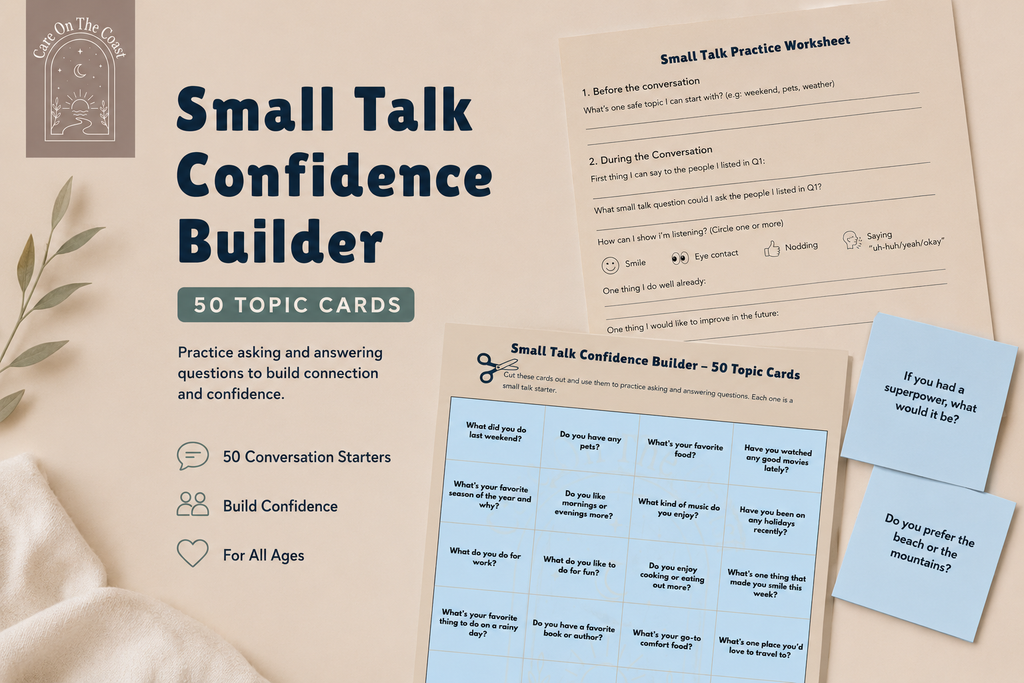 Small Talk Confidence Builder | 50 Conversation Starter Cards & Worksheets