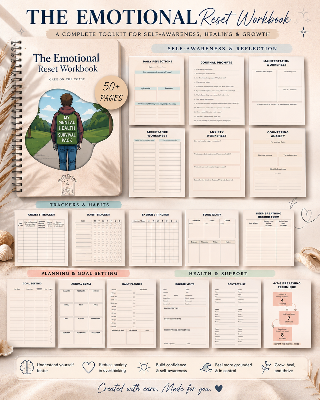 The Emotional Reset Workbook | 50+ guided exercises | Digital download