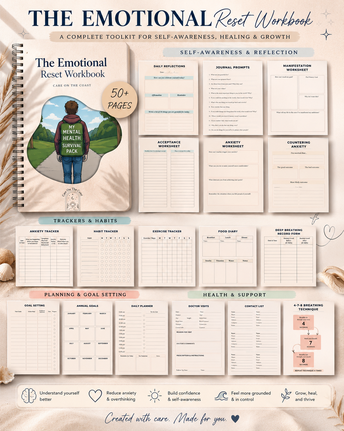 The Emotional Reset Workbook | 50+ guided exercises | Digital download