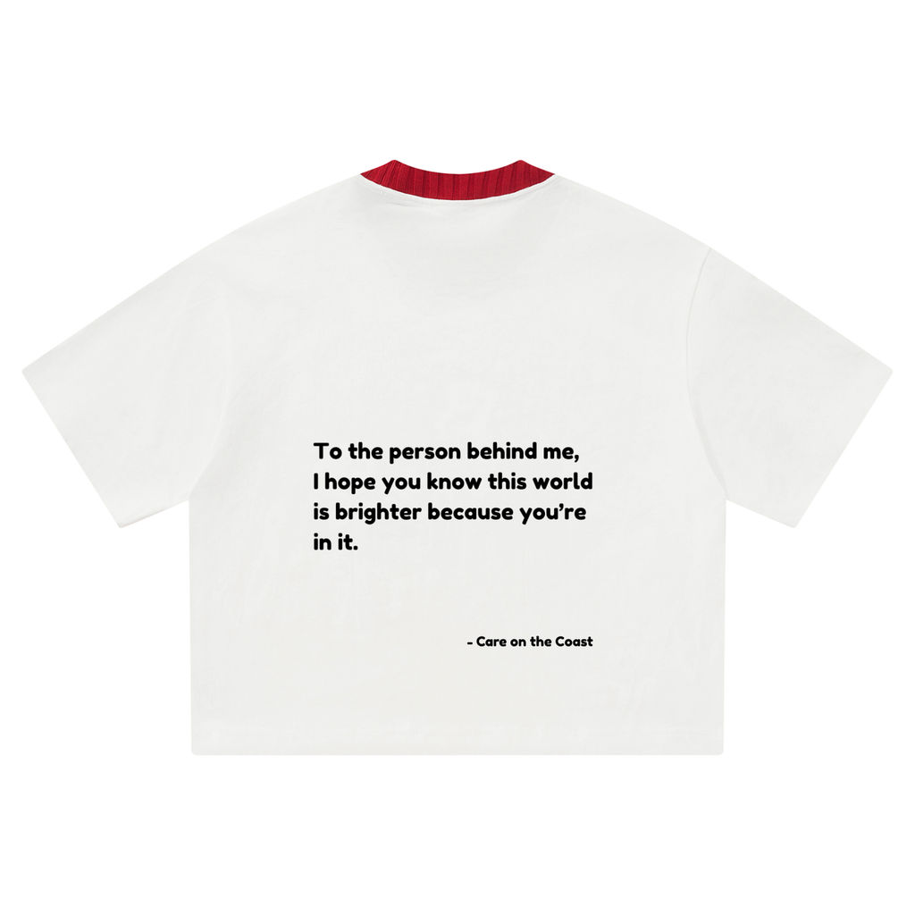 Unisex Heavyweight Boxy T-Shirt | To the person behind me, I hope you know this world is brighter because you are in it"